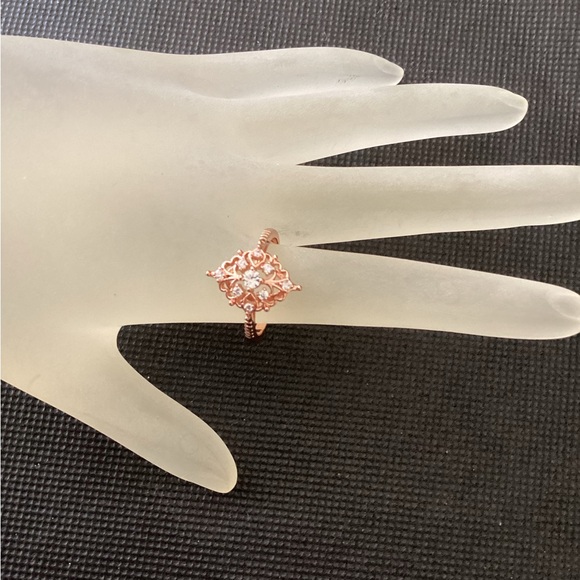 Antique Rose Gold CZ Ring 925 Sterling Silver - Picture 11 of 13